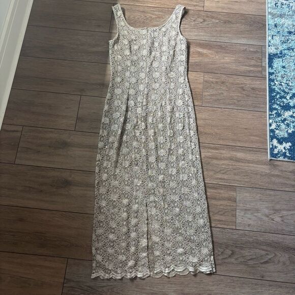 Vintage lace cream maxi dress gown size large - Picture 4 of 5